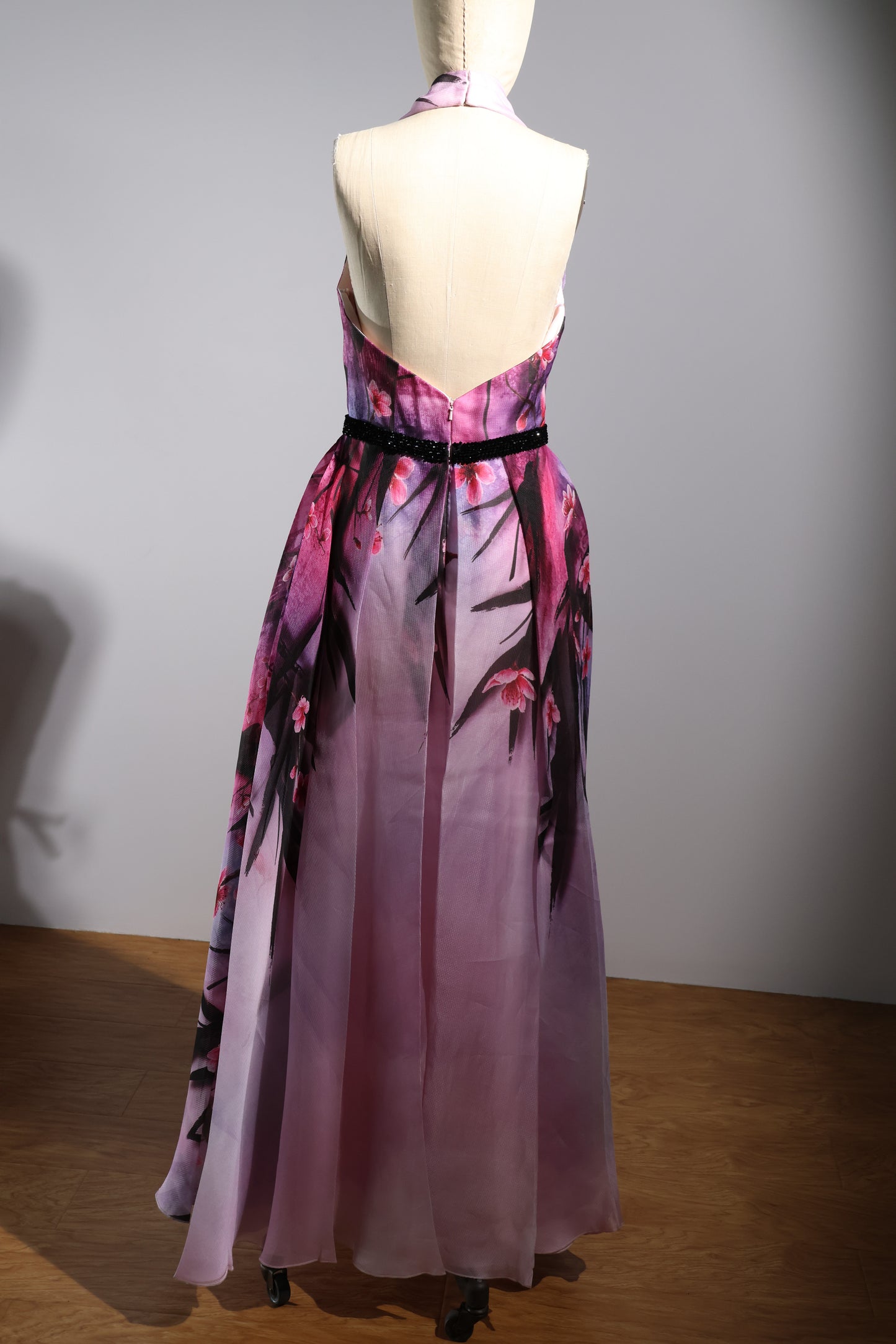 Gatti Nolli Halter Gown - Black / Pink
