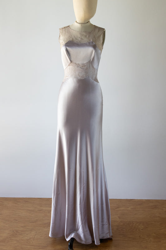 David Fielden Dress Long Satin / Lace - Lilac