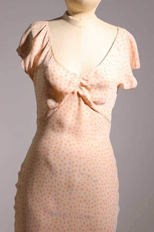 Grachvogel Polka Dot Cap Sleeve Dress - Flush