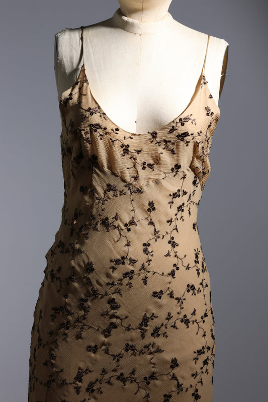 Grachvogel Sequin Chiffon Dress Long - Bronze