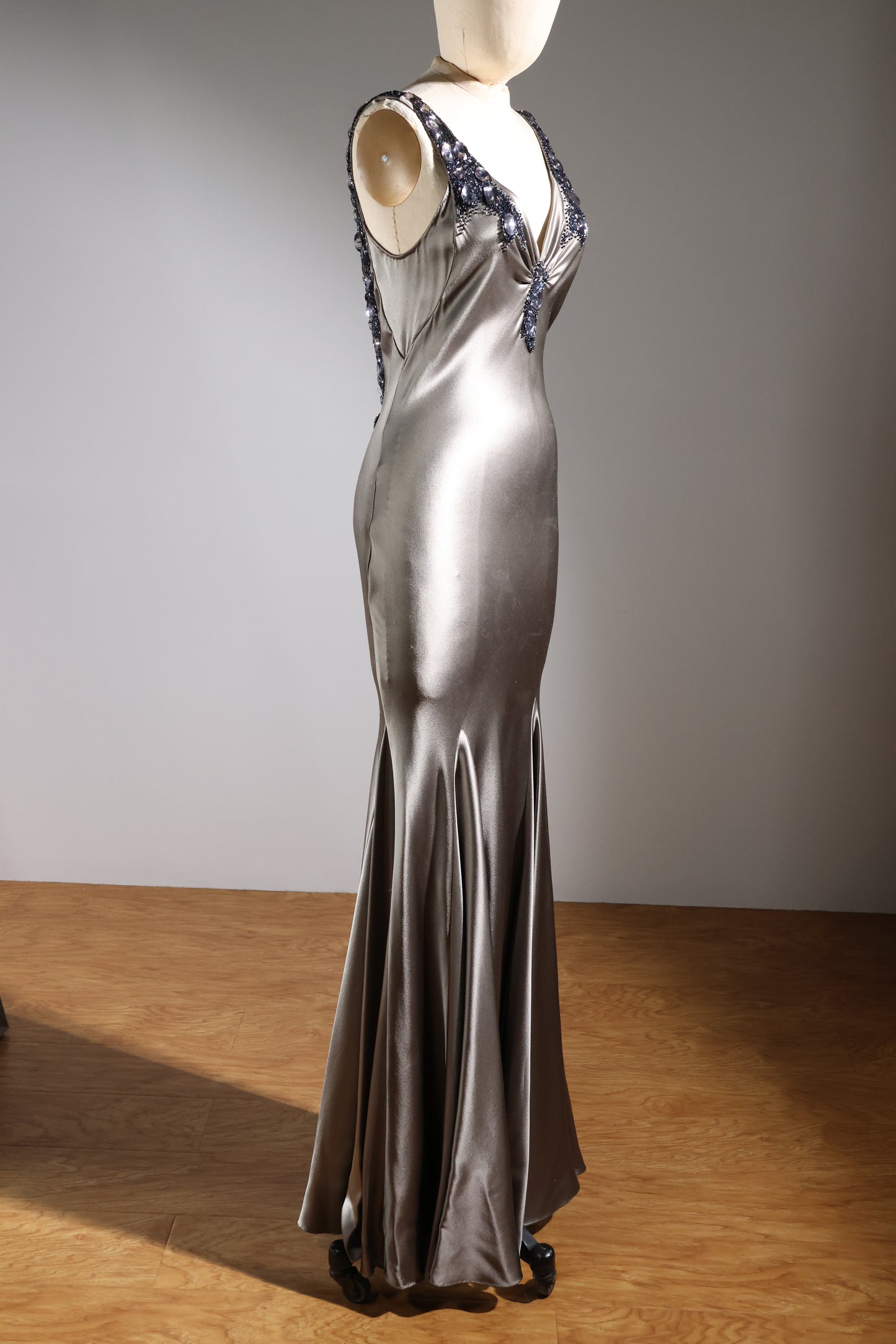 Eavis & Brown Bling Godet Dress - Grey / Black