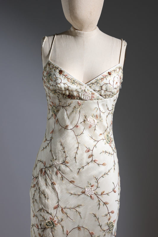 Eavis & Brown Lost Blossom Dress Changeant - Ivory / Multi