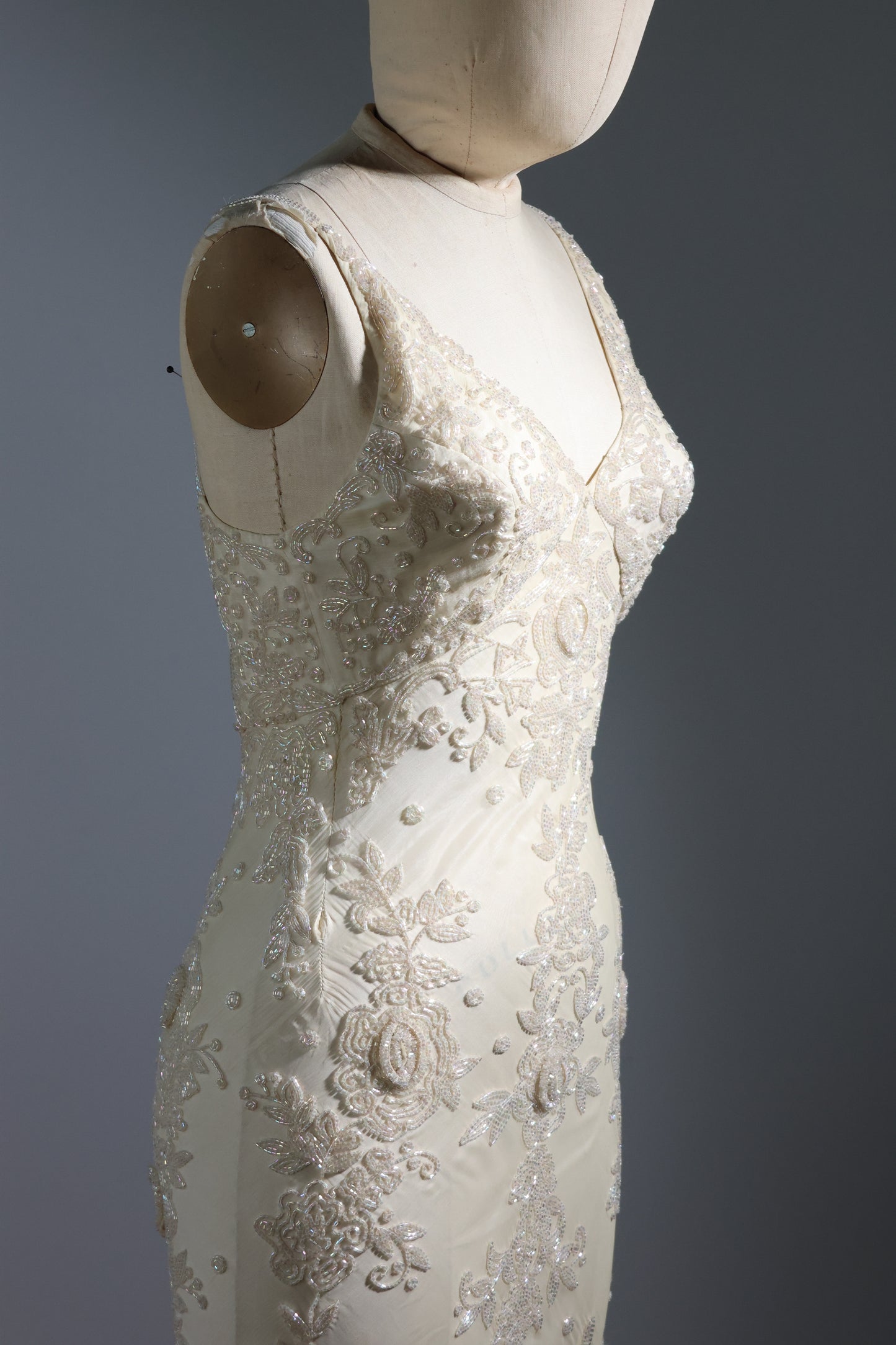 Les Habitudes Beaded Pattern Dress 126 - Cream