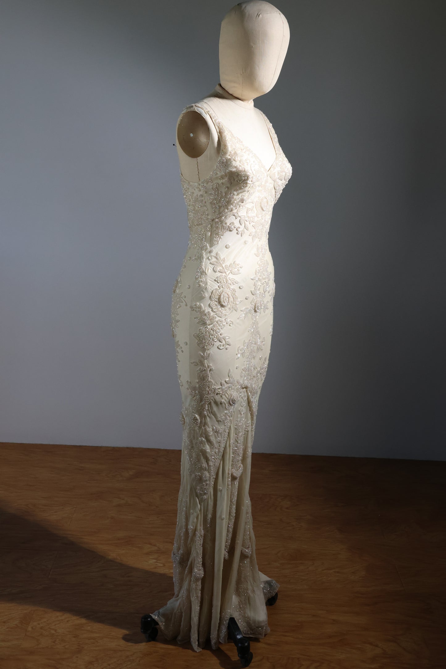 Les Habitudes Beaded Pattern Dress 126 - Cream