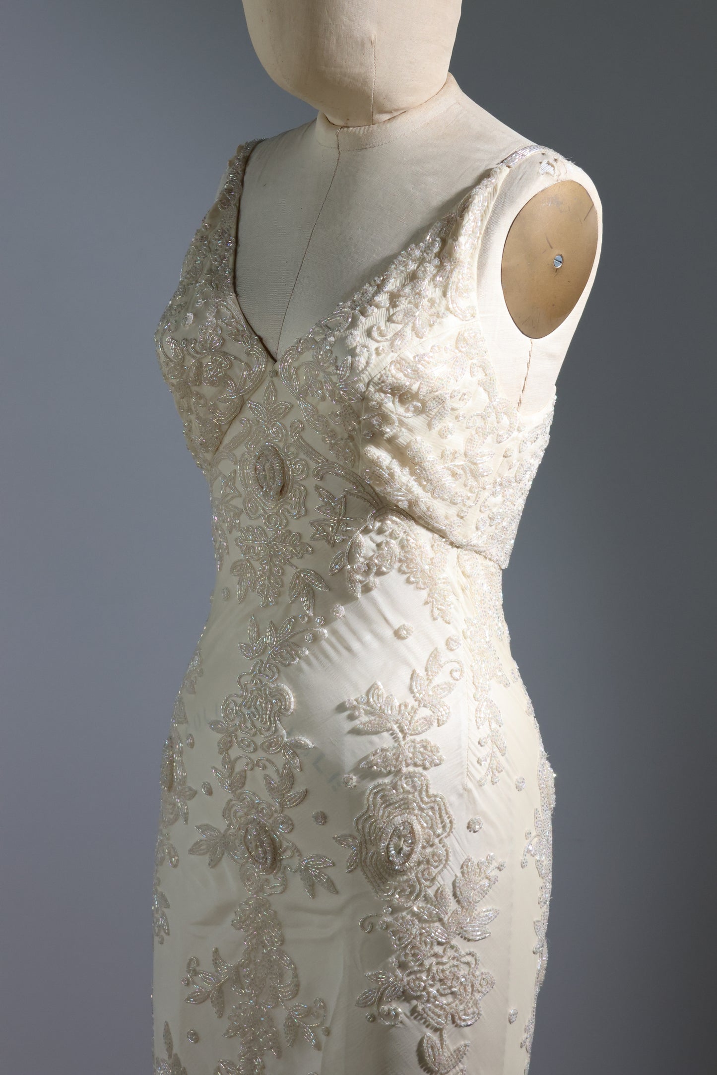 Les Habitudes Beaded Pattern Dress 126 - Cream
