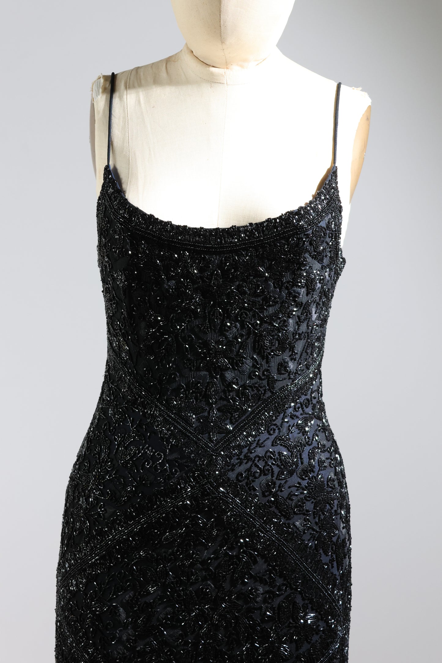 Eavis & Brown Striped Beaded Long Dress 99 - Black / Navy