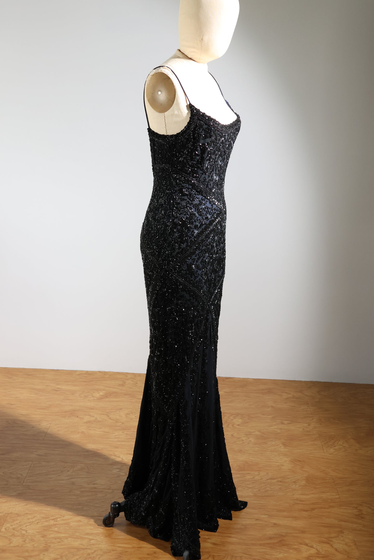 Eavis & Brown Striped Beaded Long Dress 99 - Black / Navy