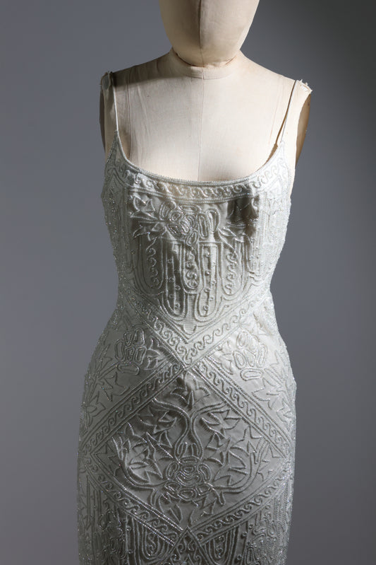 Eavis & Brown Changeant Trellis Dress 131 - Pale Blue / Crystal  / Ivory