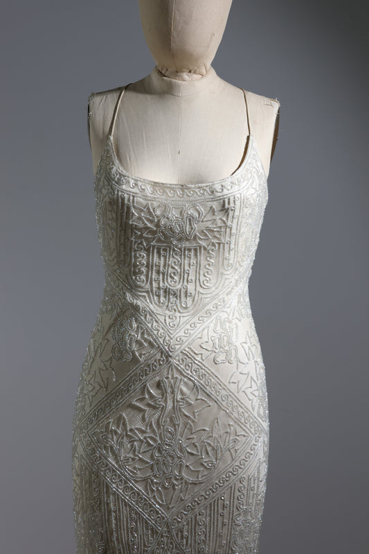 Eavis & Brown Changeant Trellis Dress 131 - Ivory / Crystal