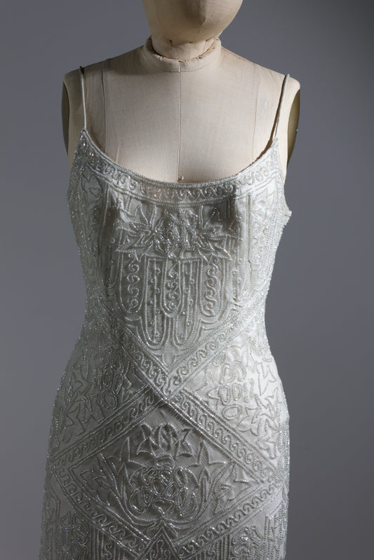 Eavis & Brown Short Trellis Changeant Dress 132 - Pale Blue / Crystal / Ivory