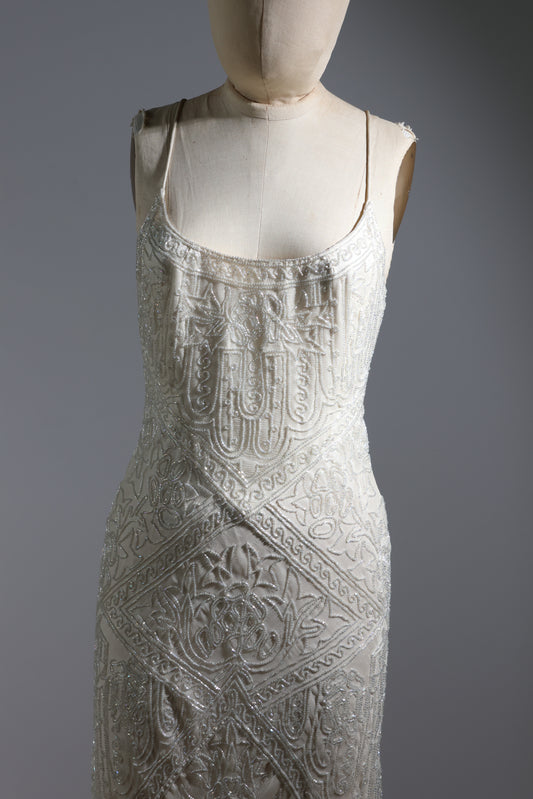Eavis & Brown Short Trellis Changeant Dress 132 - Ivory / Crystal
