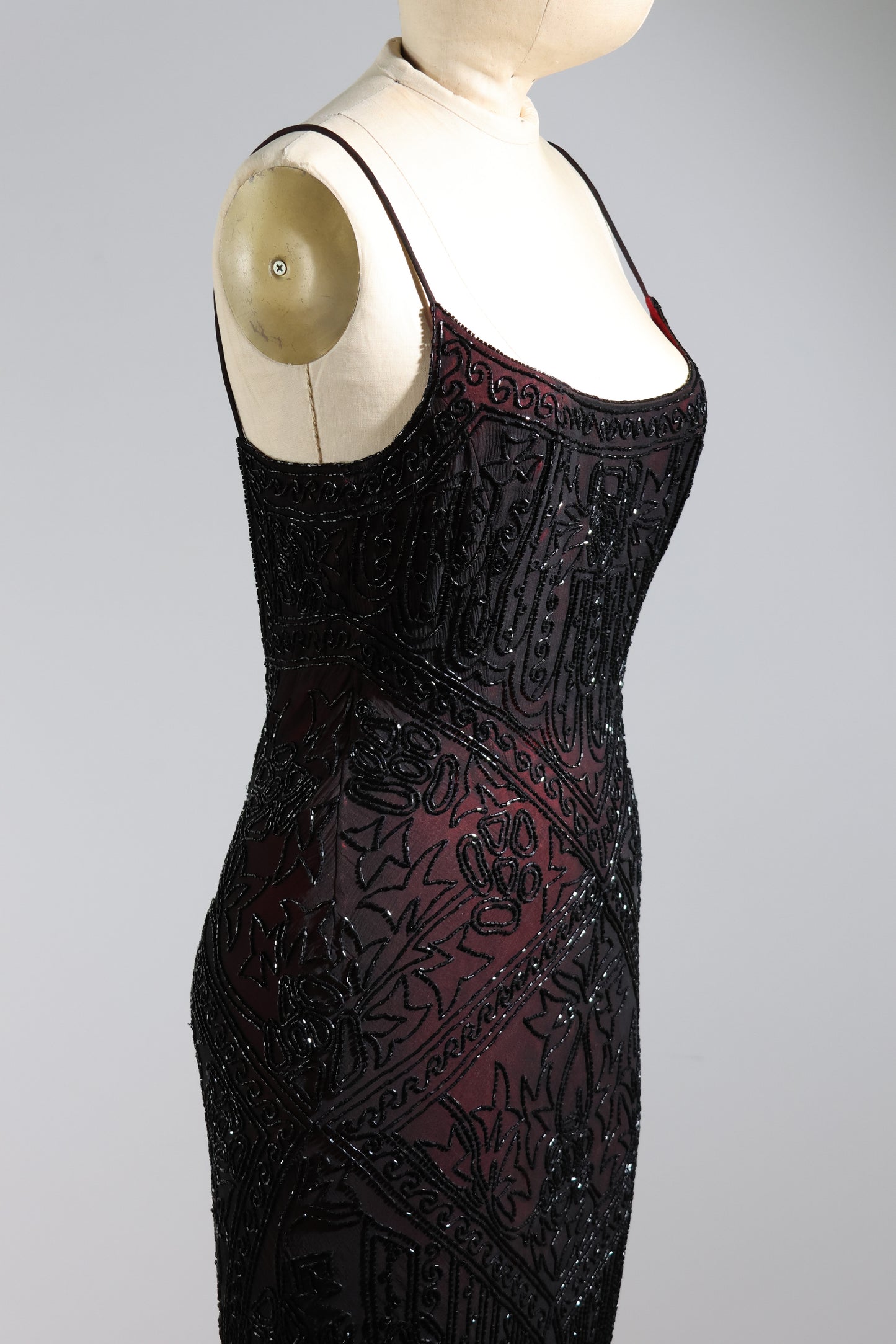 Eavis & Brown Trellis Long Dress 71 - Black / Burgundy
