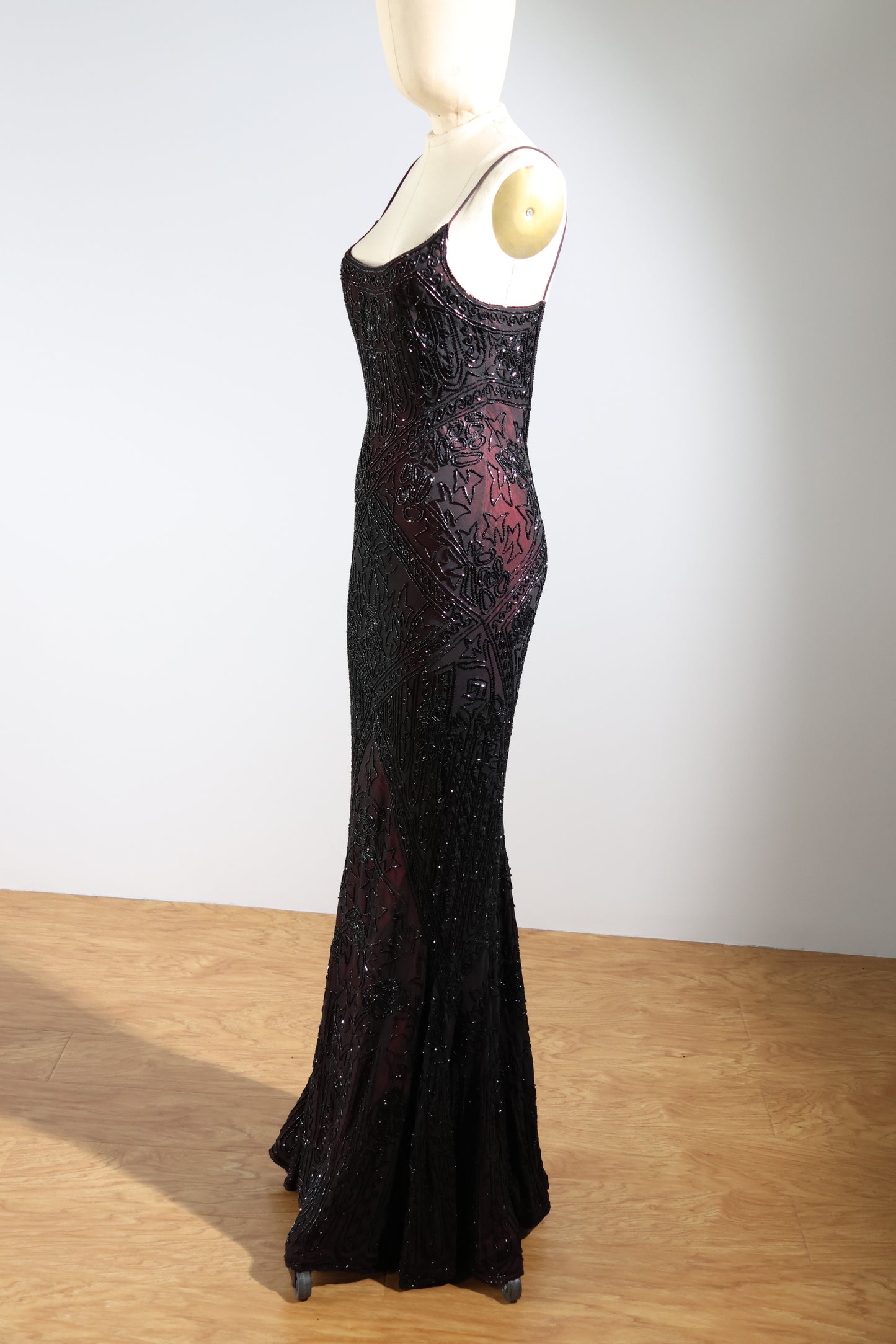 Eavis & Brown Trellis Long Dress 71 - Black / Burgundy