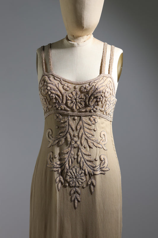 Eavis & Brown Beaded Dress 48 - Beige