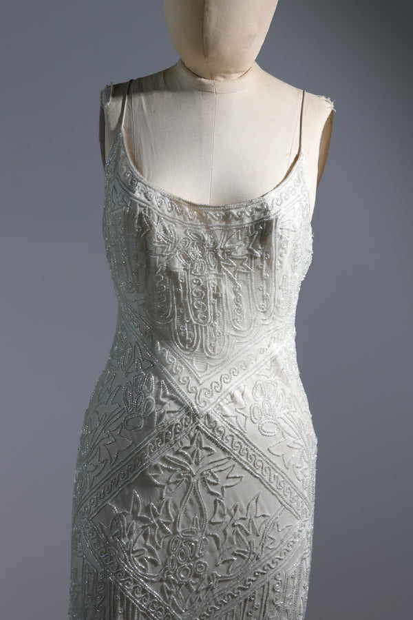 Eavis & Brown Changeant Trellis Gown 131 - Pale Blue / Crystal / Ivory