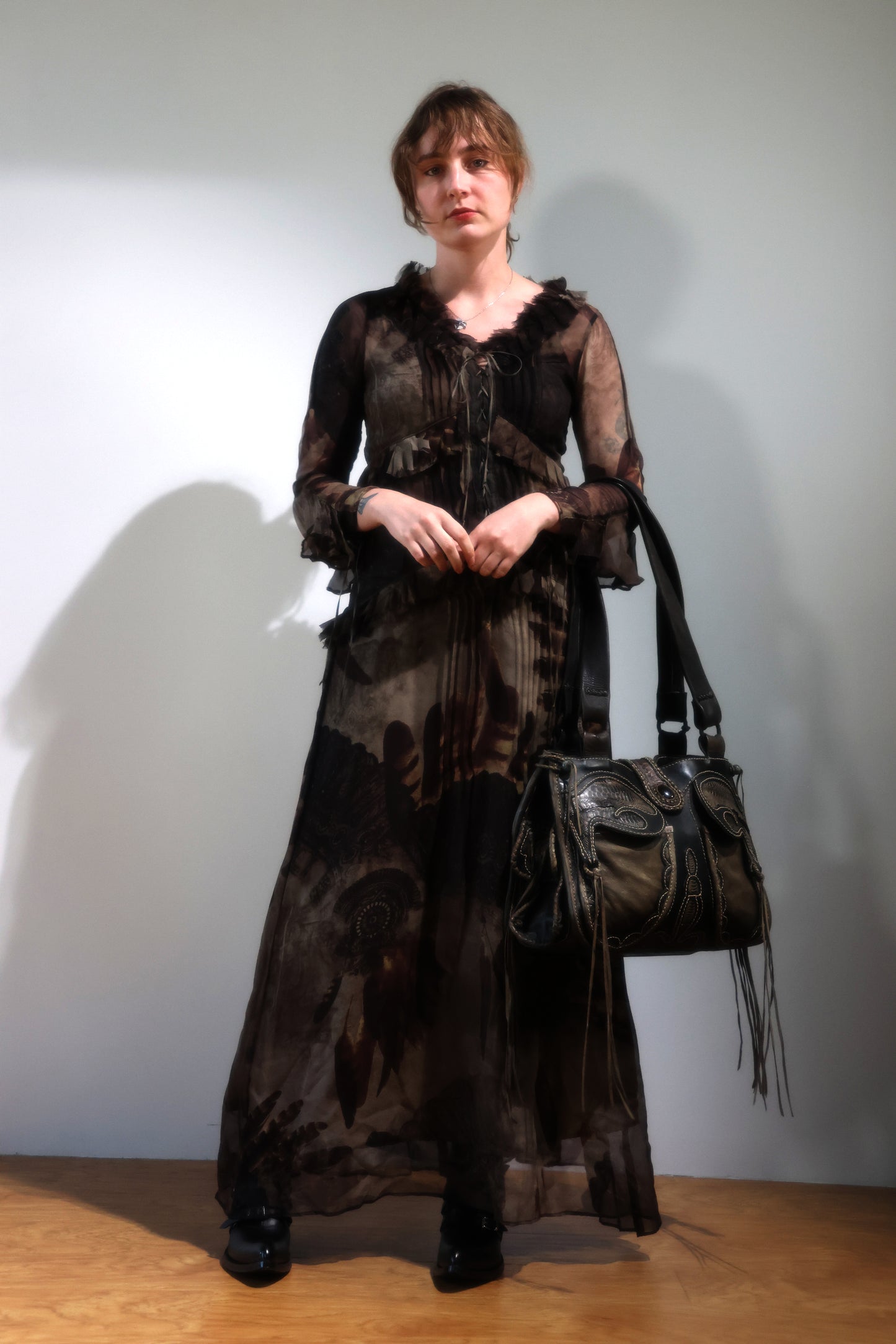 Share Spirit Lady's Silk Dress - Beige Brown